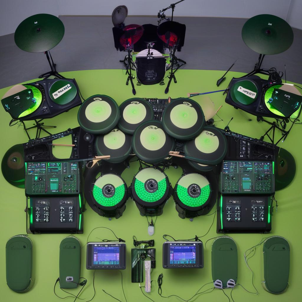 Unleash Your Rhythm: Expansive Green Electronic Drum Kit