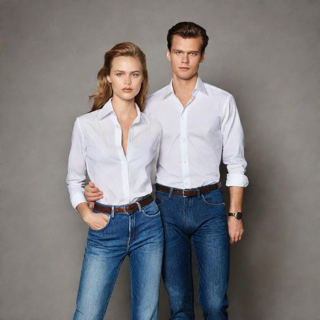 Elegance Unraveled: High-Waisted Jeans and Formal Shirt