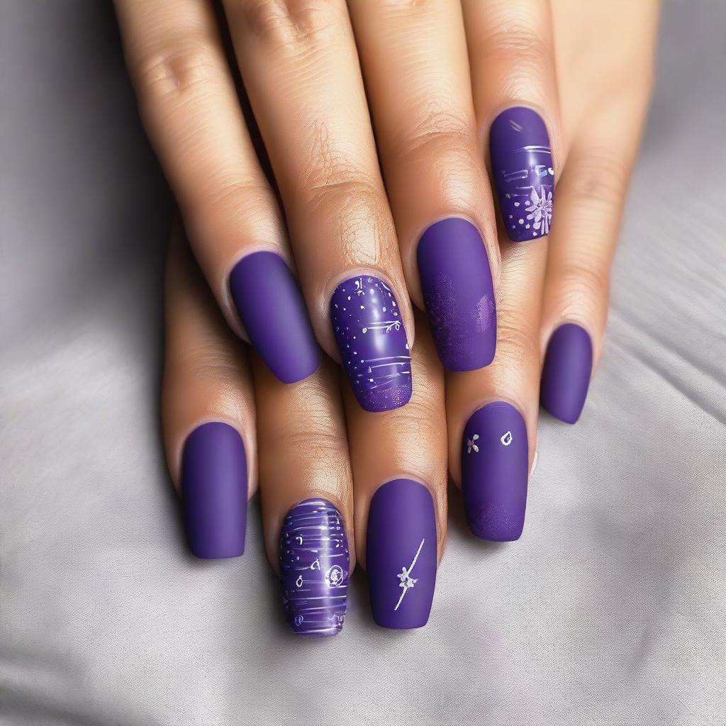 Get Ready to Nail It: Unique Matte Purple Nail Art