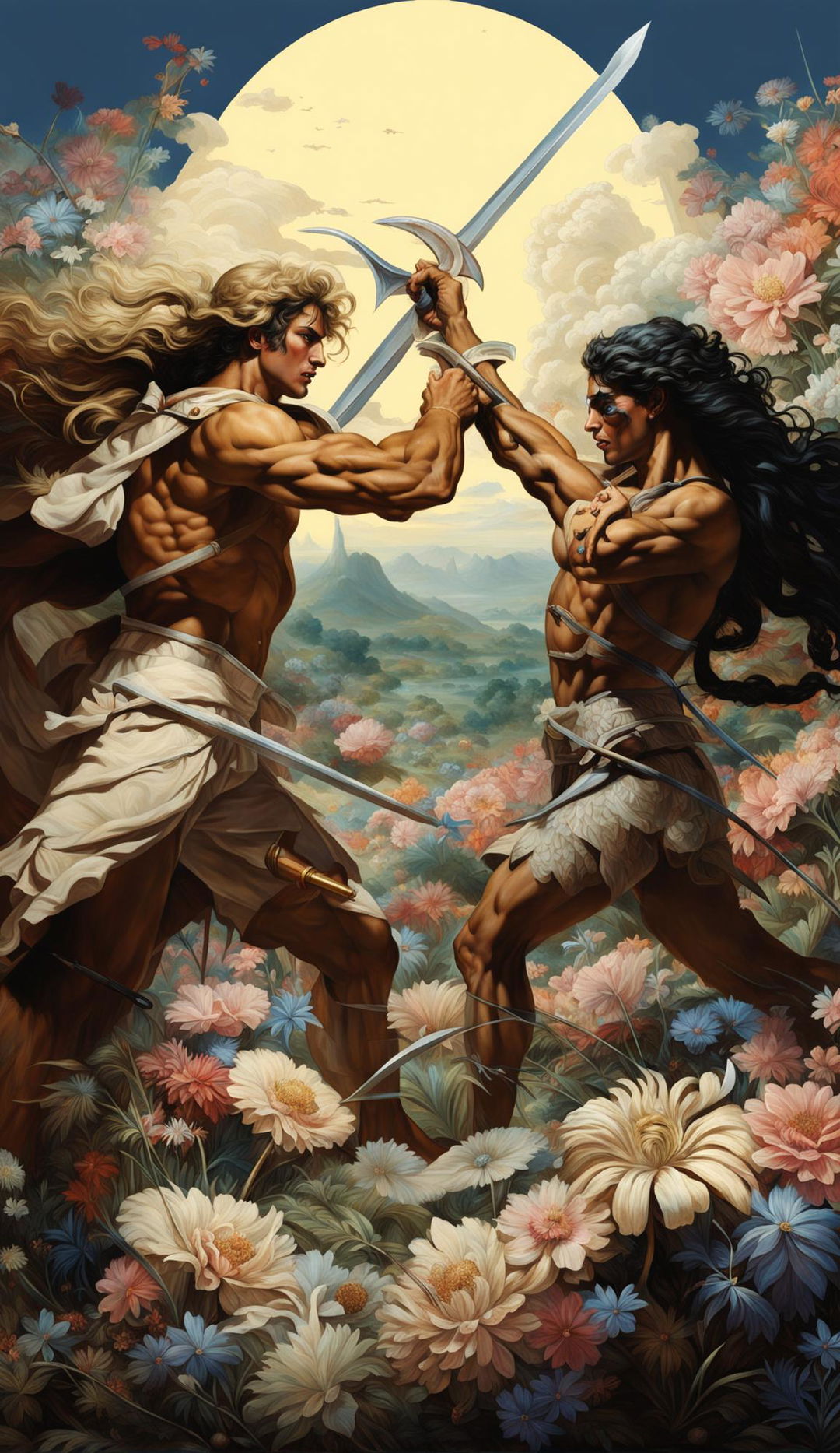 Vibrant Battle: Achilles vs. Penthesilea