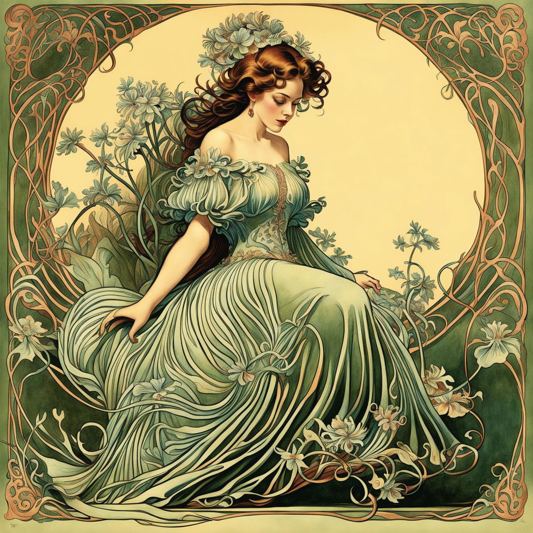 Whispers of Elegance: Art Nouveau Fashion Illustration