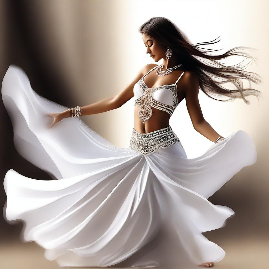 Ethereal Passion: White Belly Dance Art