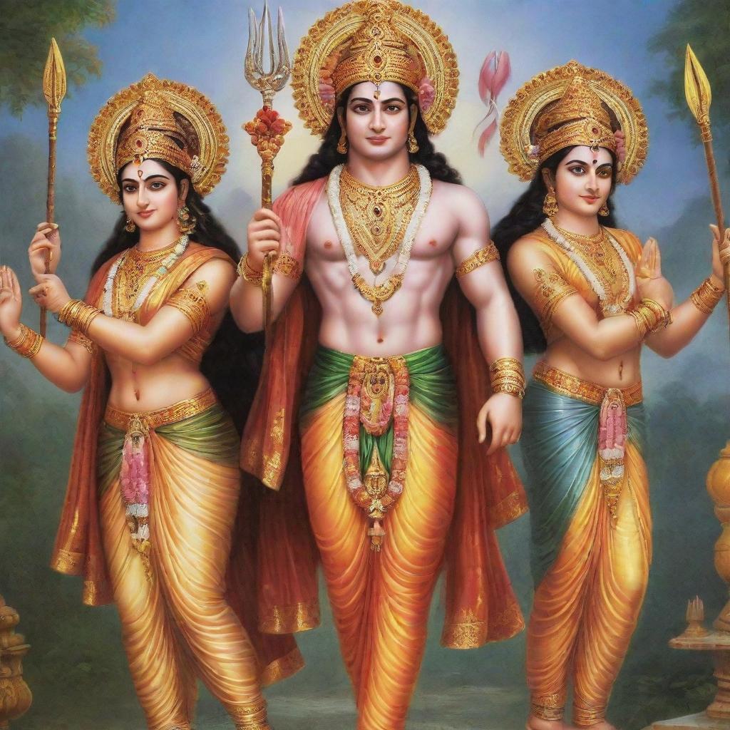 Blessed Harmony: Lord Ram, Sita & Hanuman