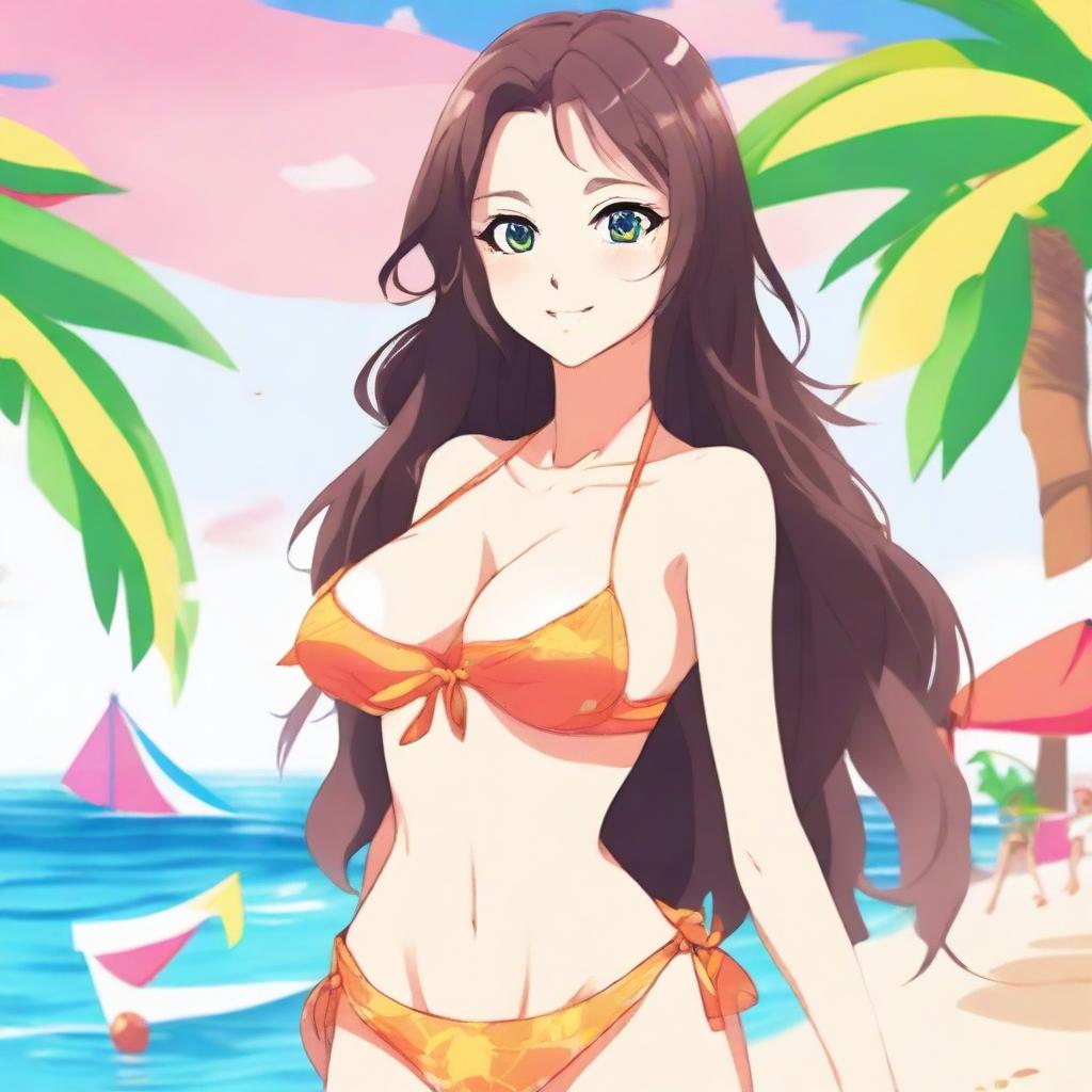 Anime Waifu with Nylon Turquoise Turquerie Sandals and Bart Nylon Turistic Shorts