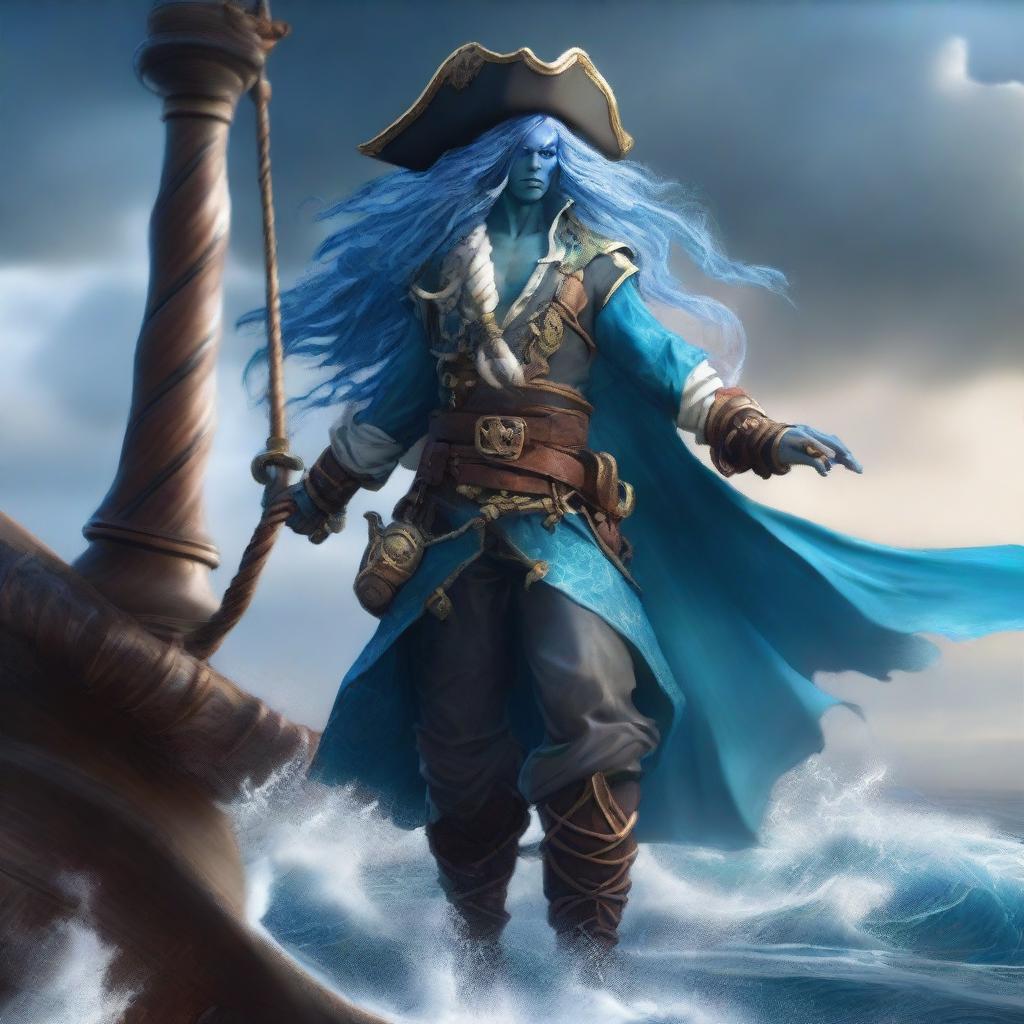 Tidal Fury: Water Genasi Tempest Cleric Pirate Captain