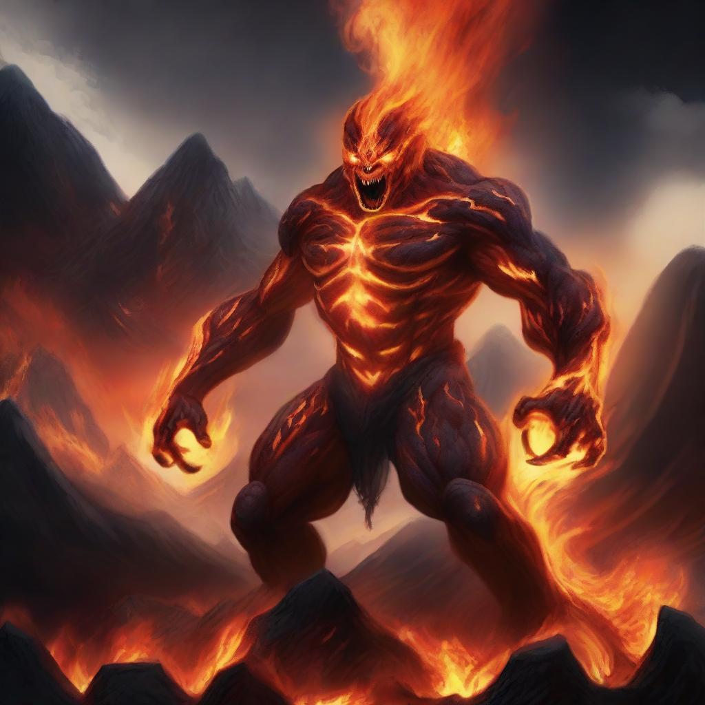 Blazing Fury: A Fiery Elemental Born from Flames