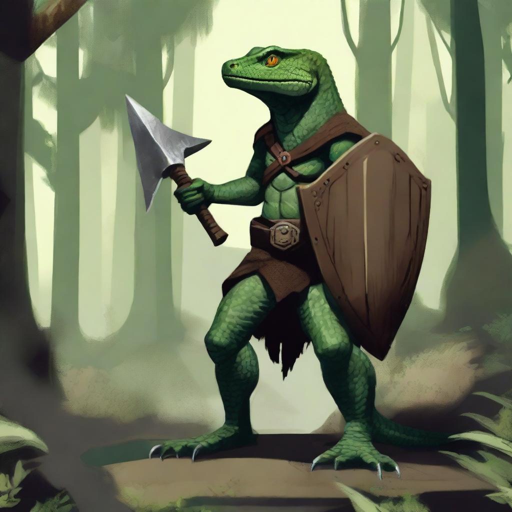 Dark Green Scale Lizardfolk Warrior