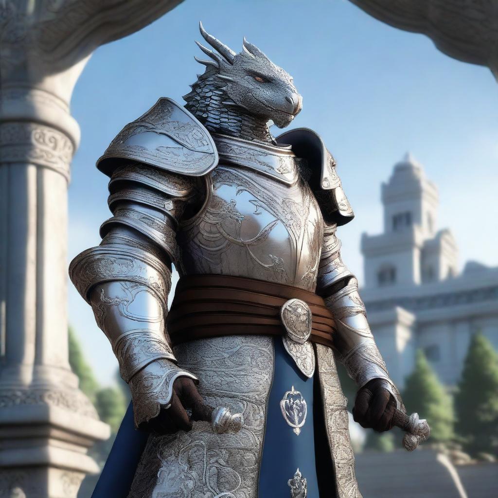Noble Guardian: Silver Dragonborn Paladin