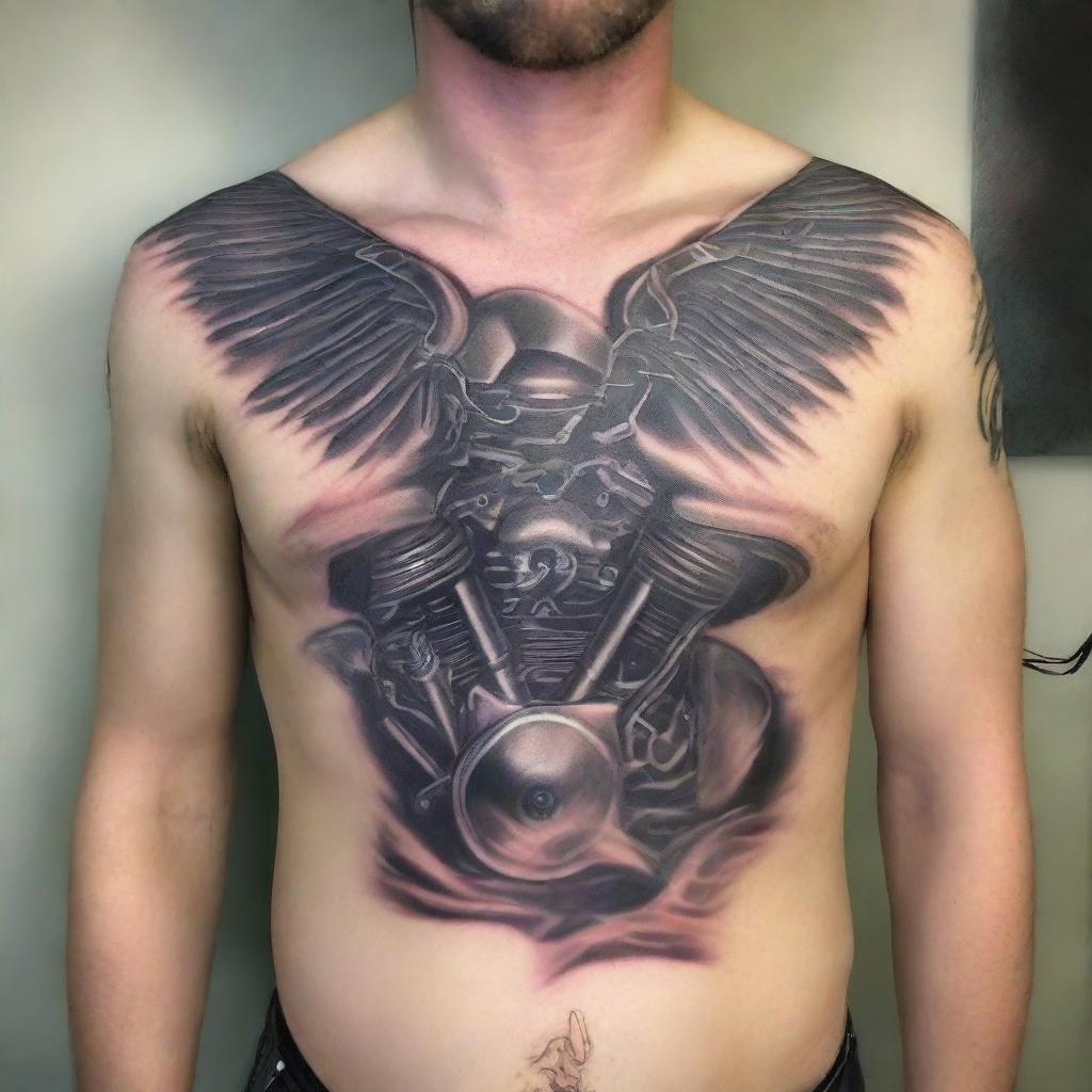 Muscle & Steel: Custom Chest Tattoo Design