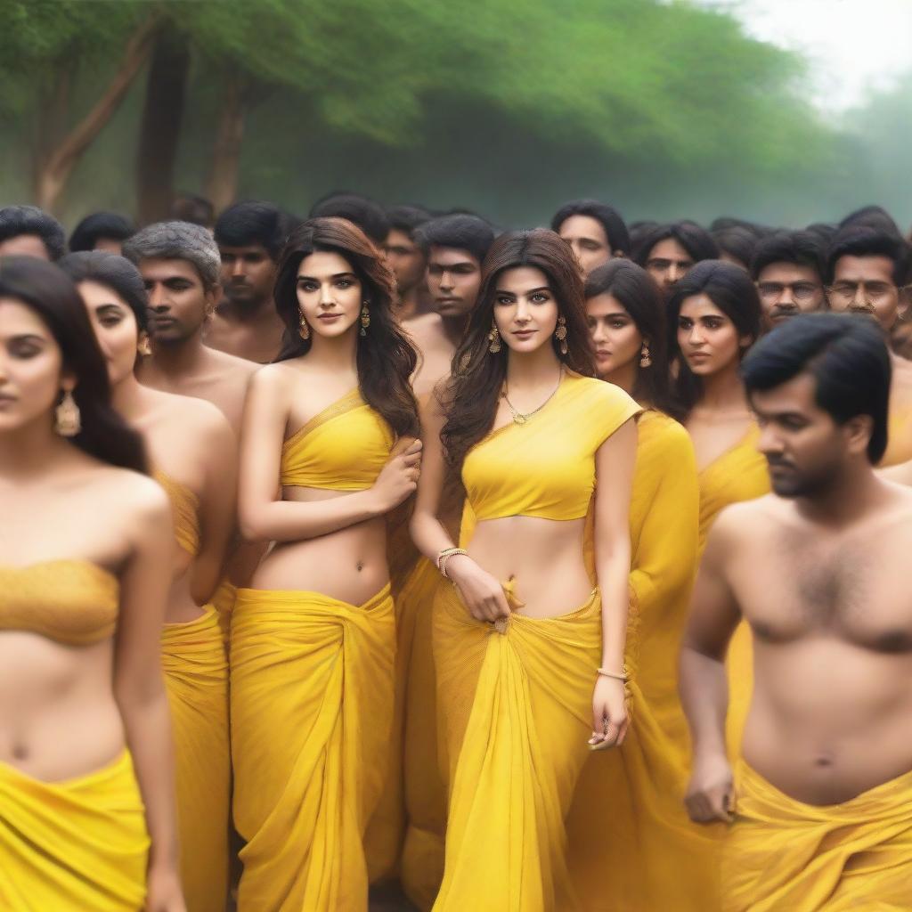 Kriti Sanon in a Dazzling Yellow Bikini Saree