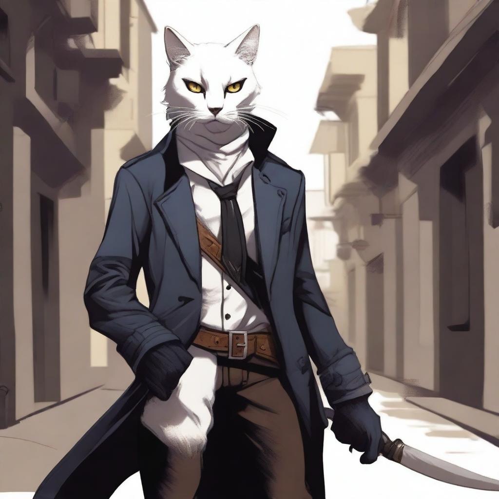 Unleash Your Imagination: White-Furred Tabaxi Rogue