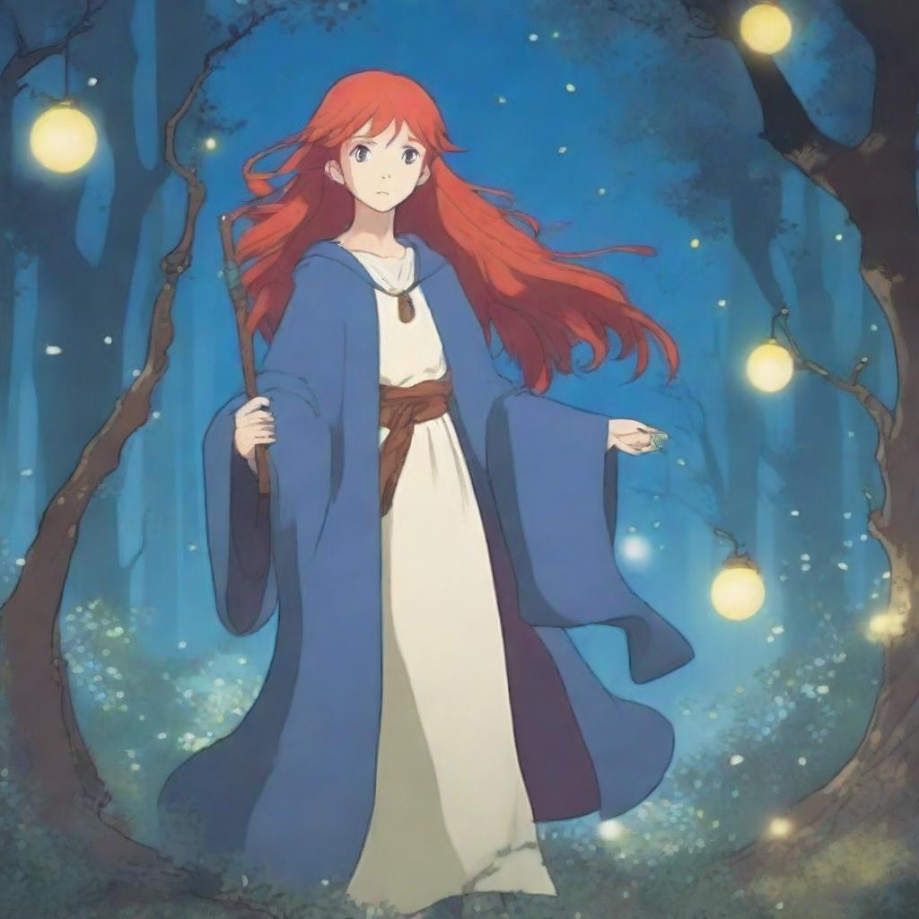 Enchanted Spellbinding: Blue-Eyed, Red-Haired Witch