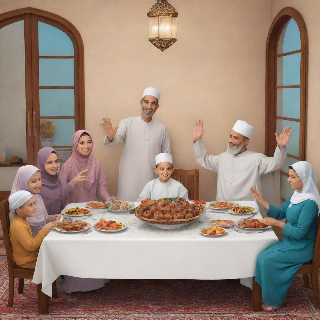Iftar Together: A Joyful Muslim Family