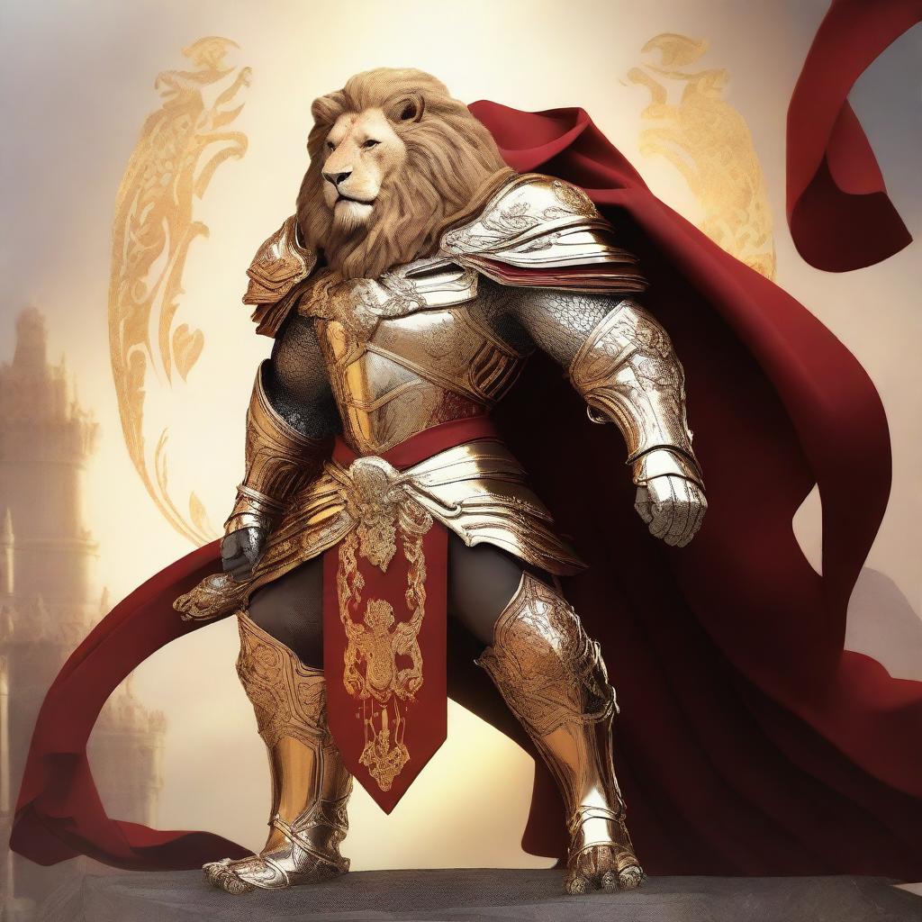 Majestic Lion Warrior in Golden Armor