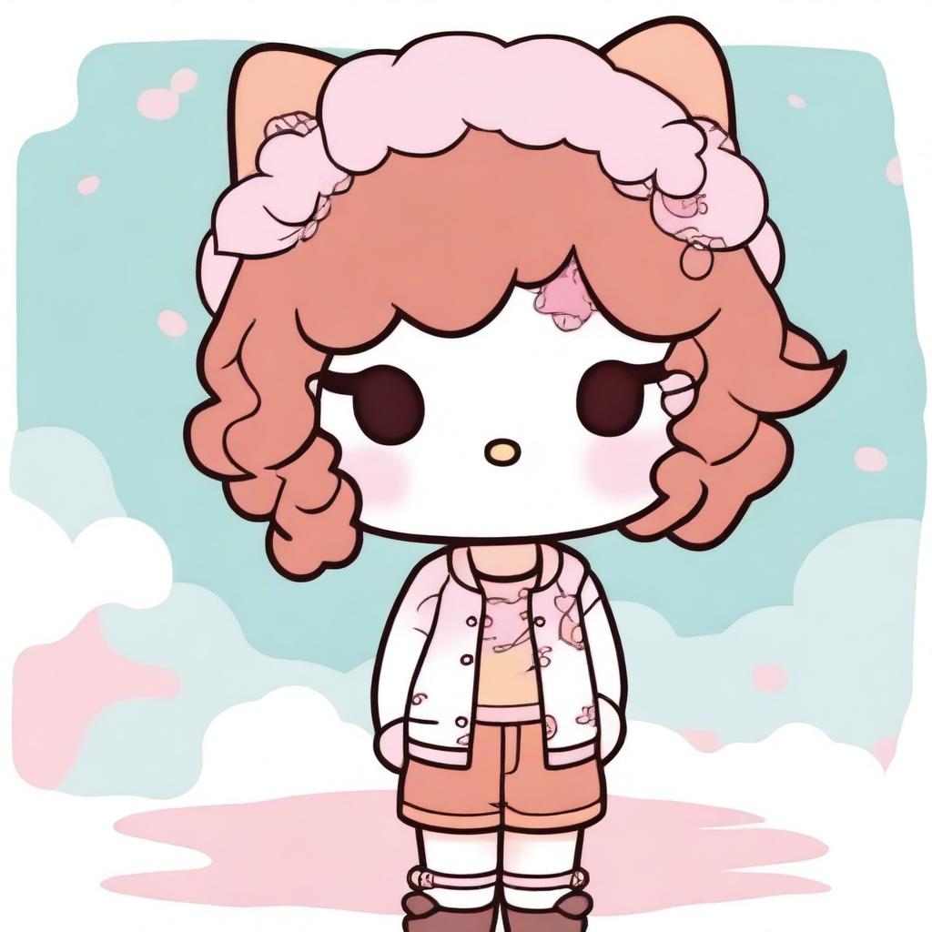 Hello Kitty with Curly Copper Hair
