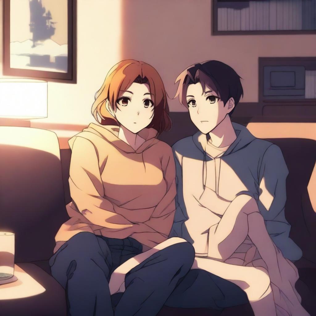 Cozy Vibes: Anime Couple on the Couch