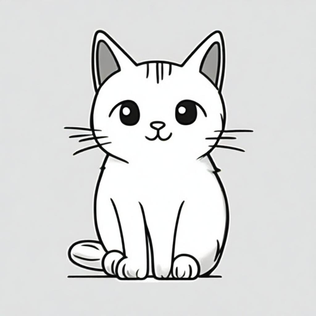 Chill Vibes: Line-Drawn Cat Illustration