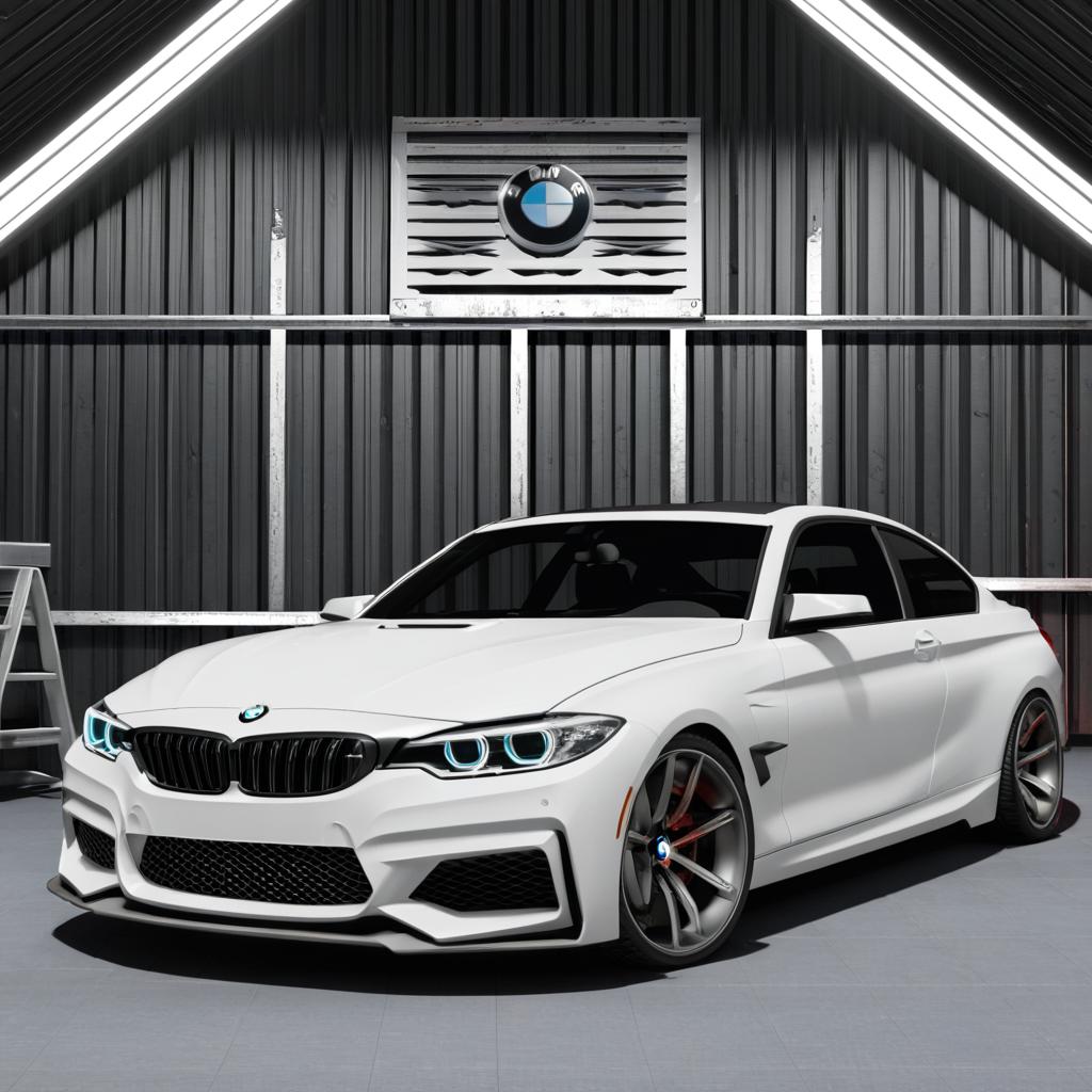 Luxury Awaits: Sleek White Sports Car in Modern Garage