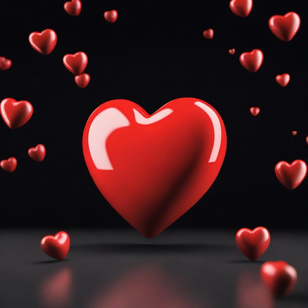 Vibrant 3D Red Heart Against Bold Black