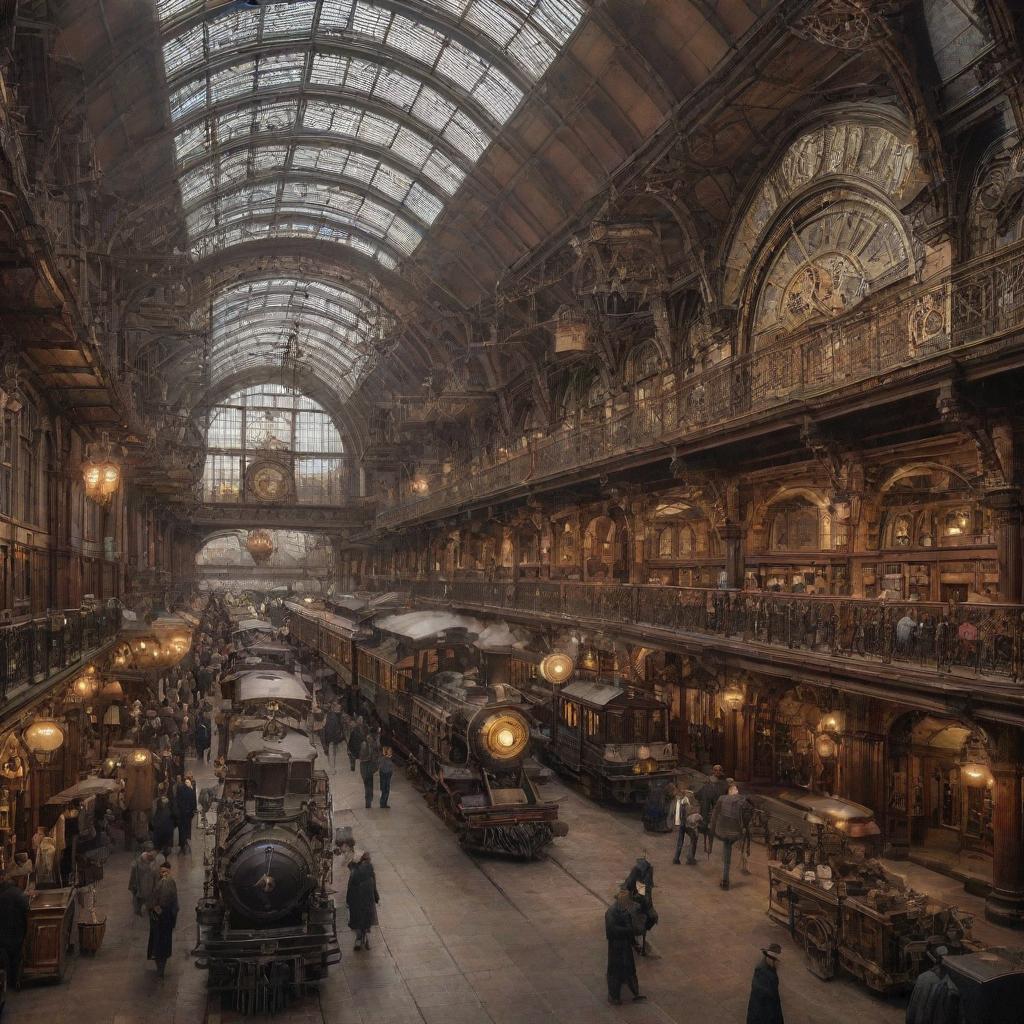 Steampunk Train Station: A Hub of Industrial Wonder
