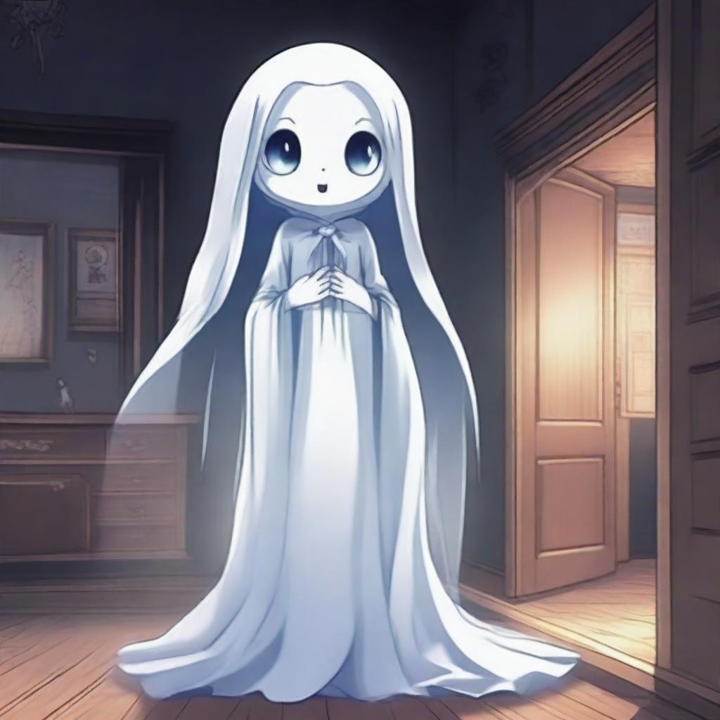 Kawaii Anime Ghost Girl in a Haunted House