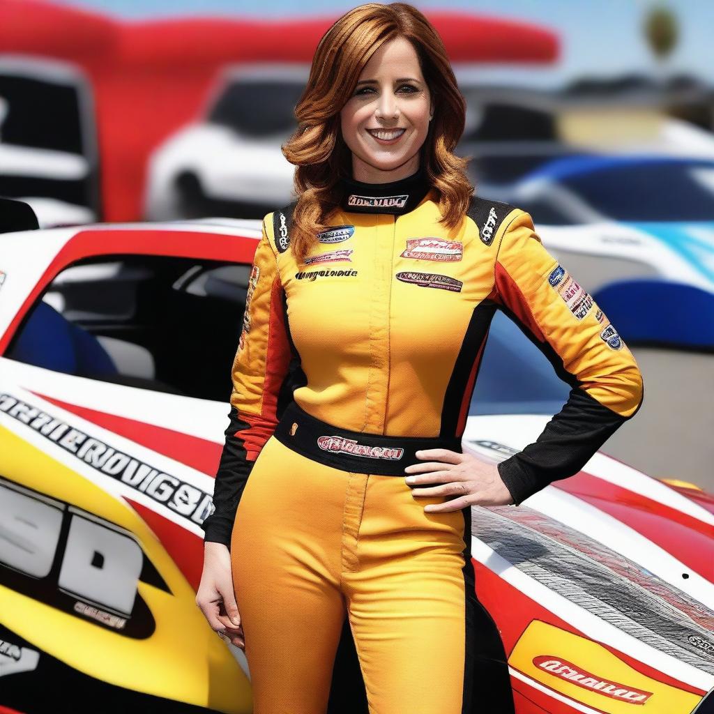 Jenna Fischer in Stunning NASCAR Racing Outfit