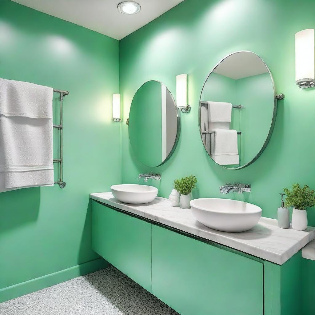 Chic & Refreshing: Mint Green Restaurant Bathroom