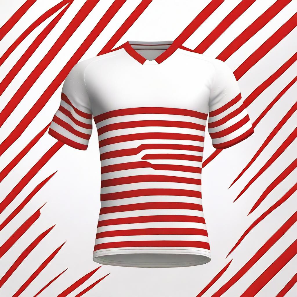 Bold & Bright: Red Striped White Jersey Design