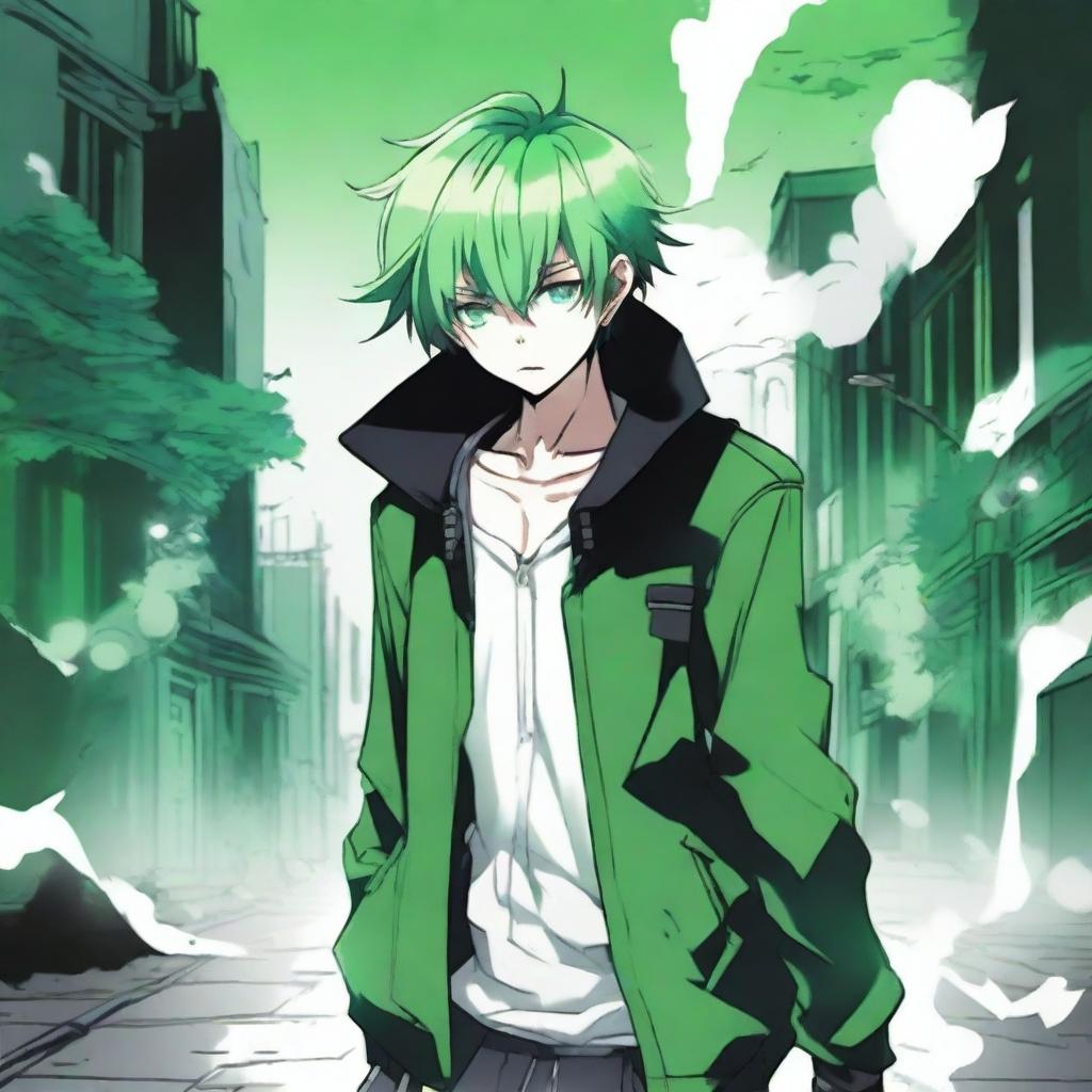 Mystical Manga Guy in a Green Fog