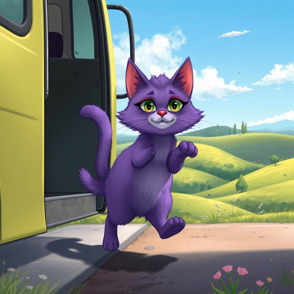 Whimsical Journey: The Purple Magic Cat