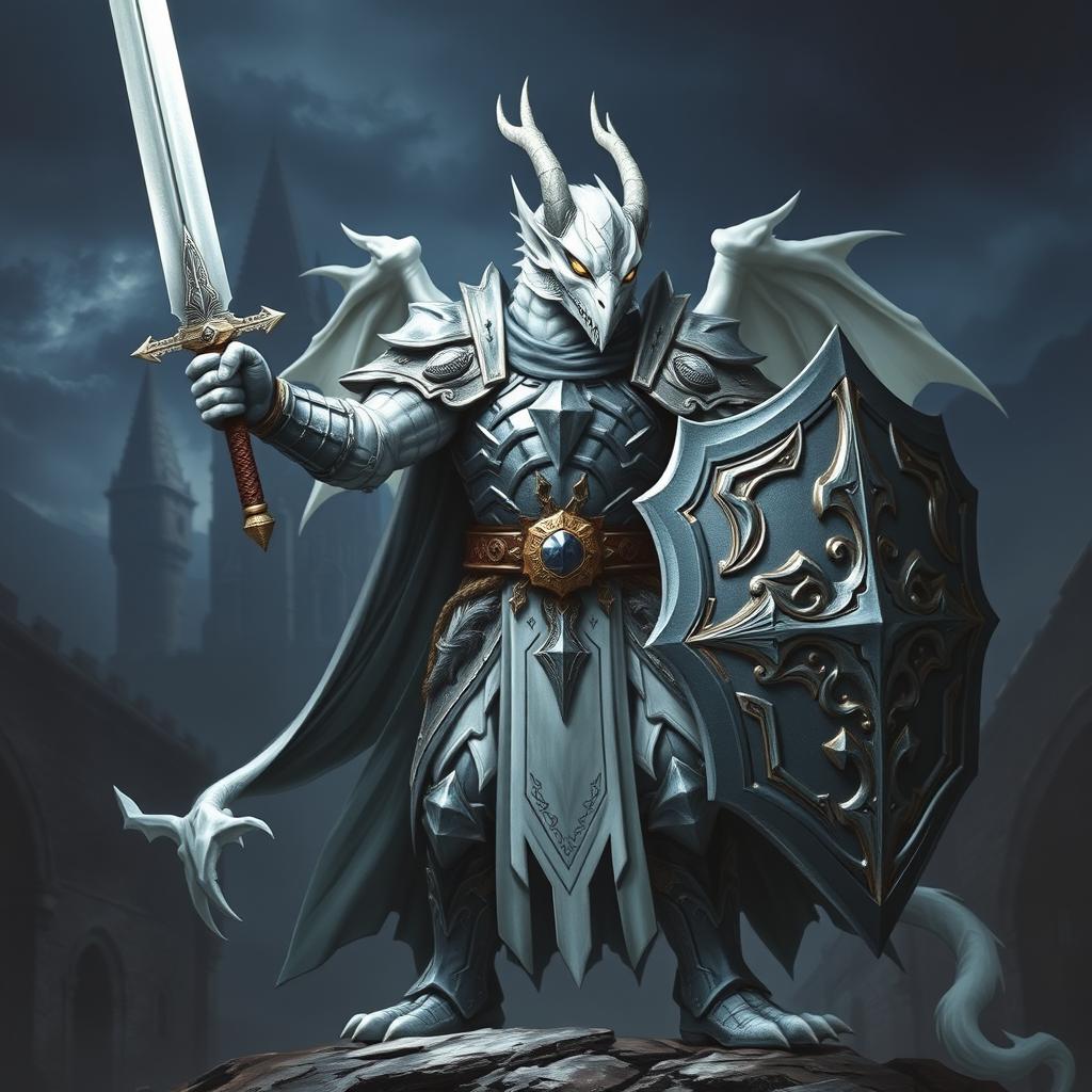 White Dragonborn Paladin: Oath of Conquest