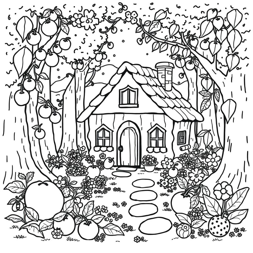 Cozy Woodland Home Coloring Page