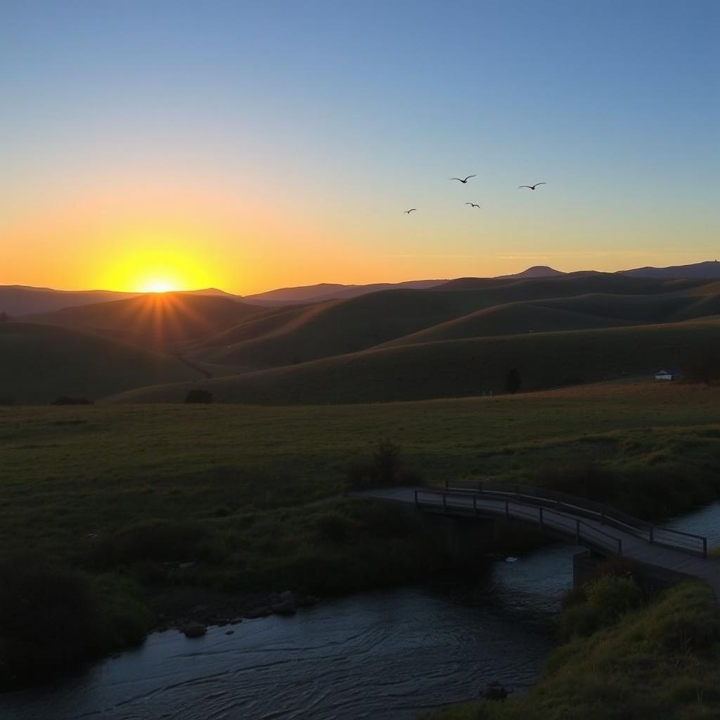 Breathtaking Sunset Over the Rolling Hills