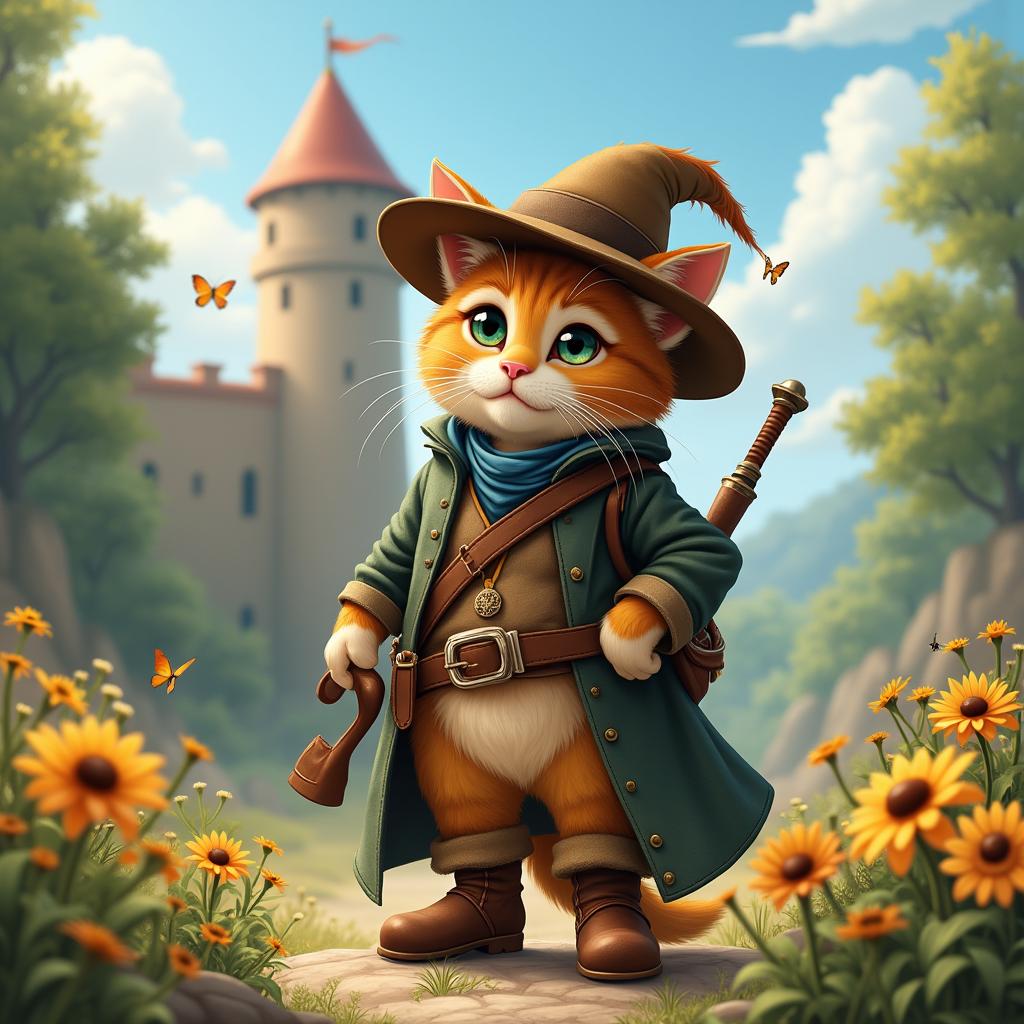 Whiskered Cat in Enchanted Land: A Tale of Sophistication and Magic