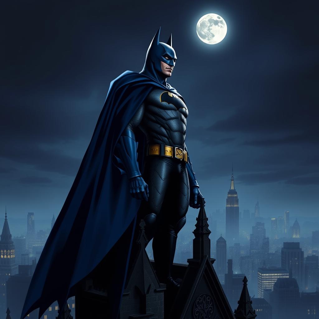 The Dark Knight in Blue: Batmans Iconic Cape Unleashed