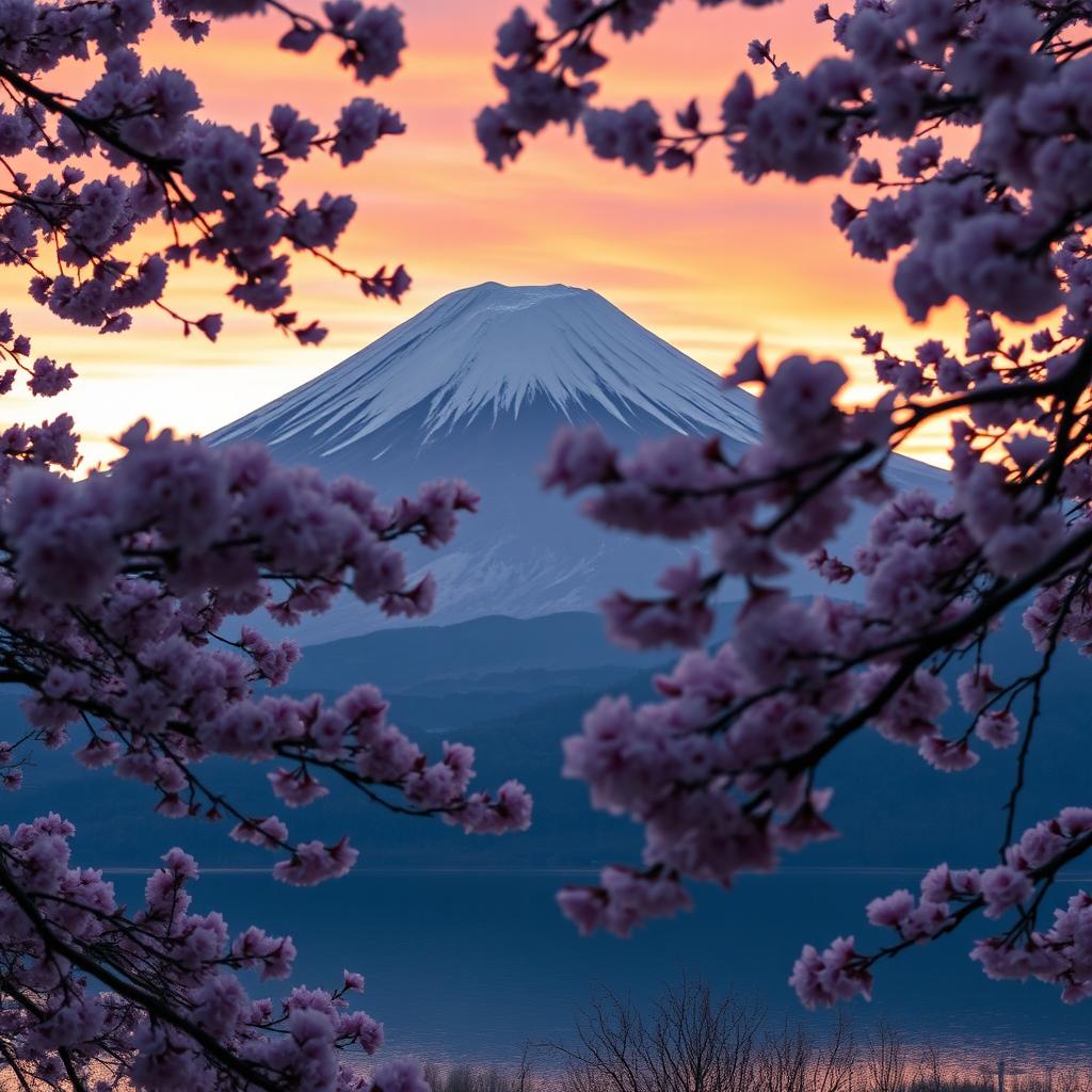 Breathtaking Sunrise on Mount Fujis Snowy Peaks