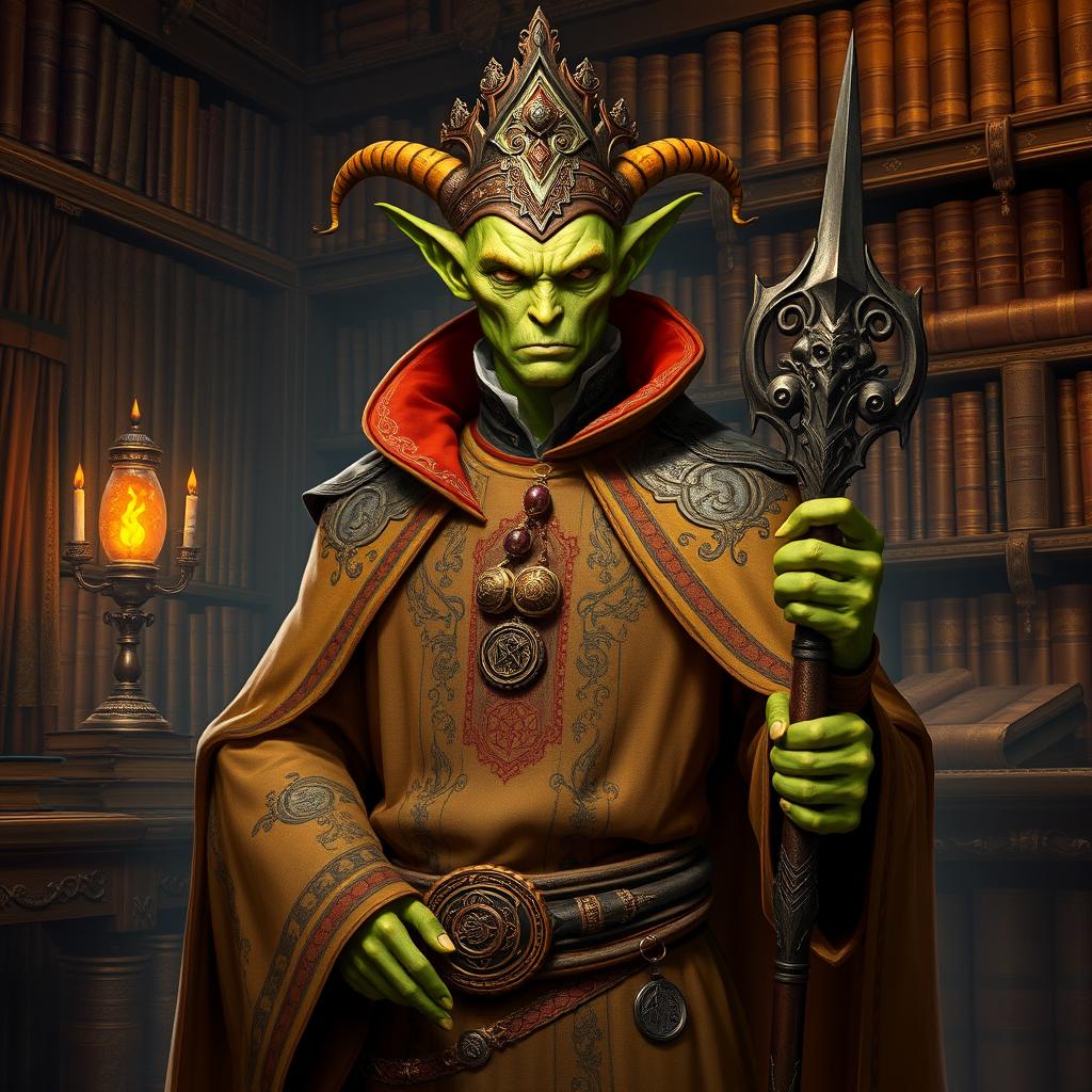 Enigmatic Adventurer: Githyanki Rogue in Headmasters Finery