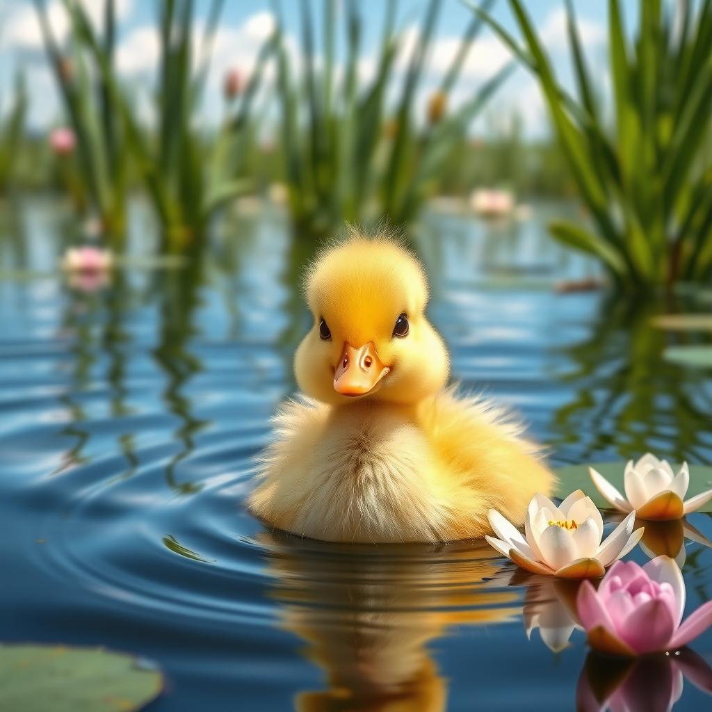 Quacking Delight: Soothing Yellow Duckling Moment