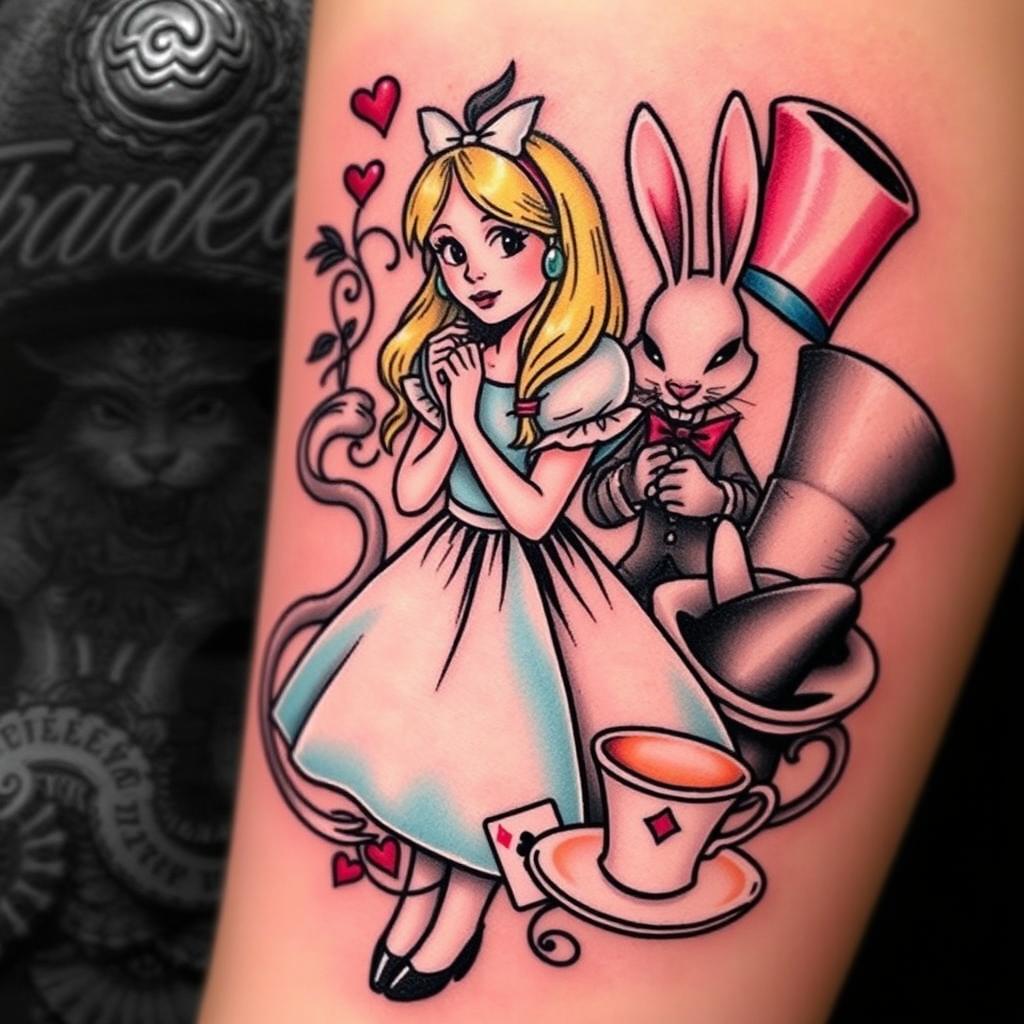 Fall Down the Rabbit Hole with this Enchanting Alice in Wonderland Tattoo