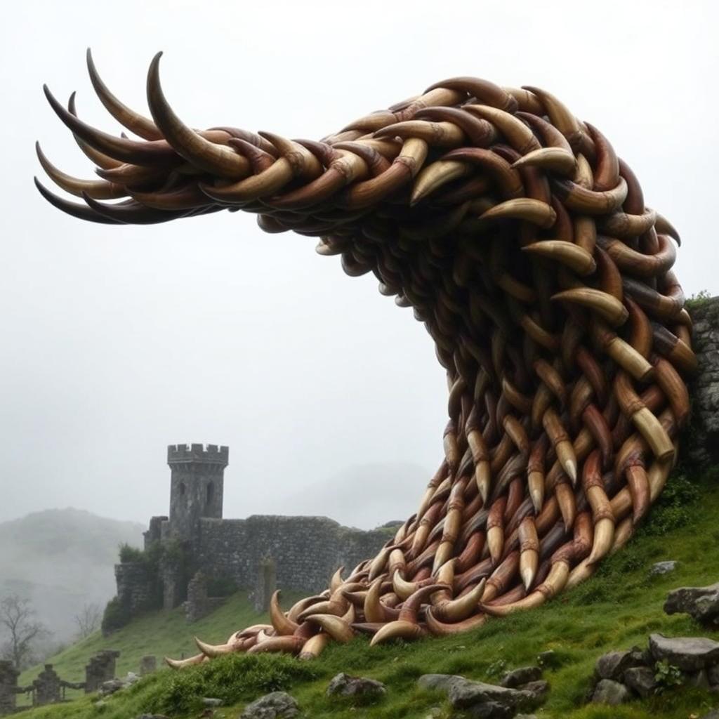 Medieval Marvel: Bull Horn Fortress Rising from the Mists