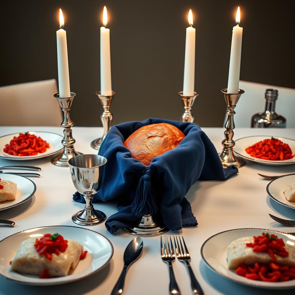 Festive Shabbat Dinner Table Setting