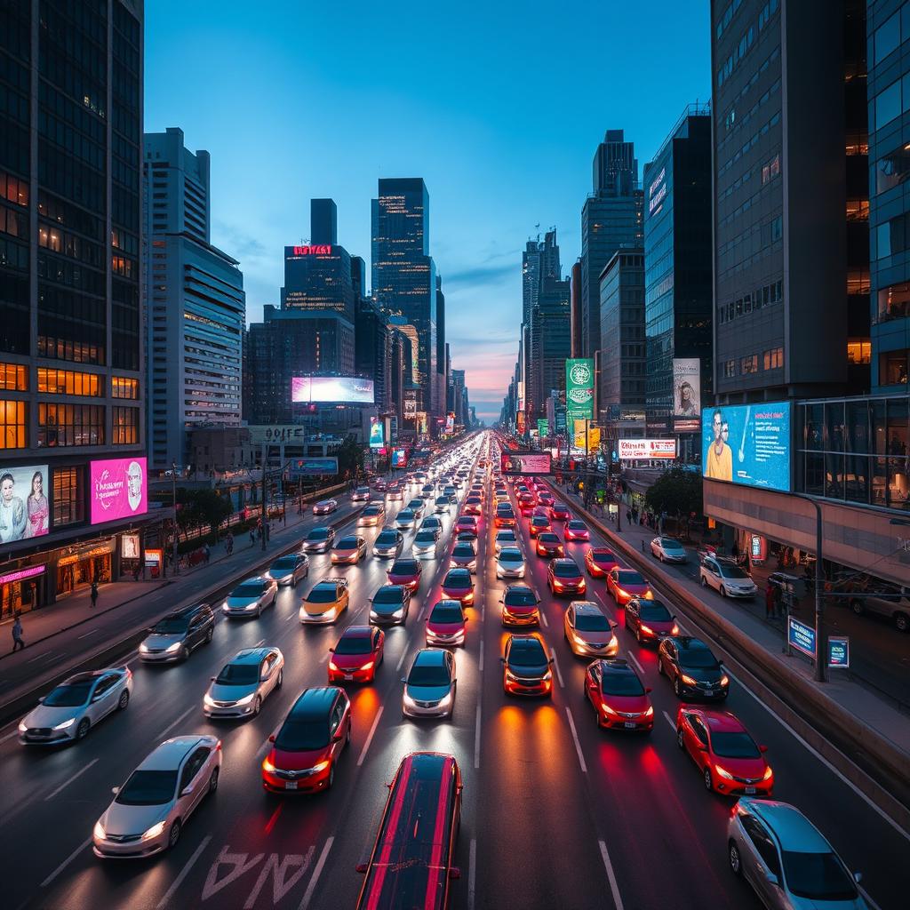 Urban Highway at Night: A Symphony of Light and Speed