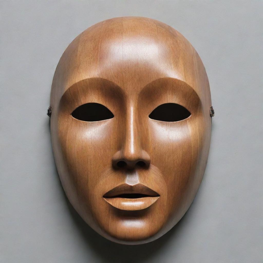 Elegant Wooden Facial Mask, Handcrafted from Natural Wood