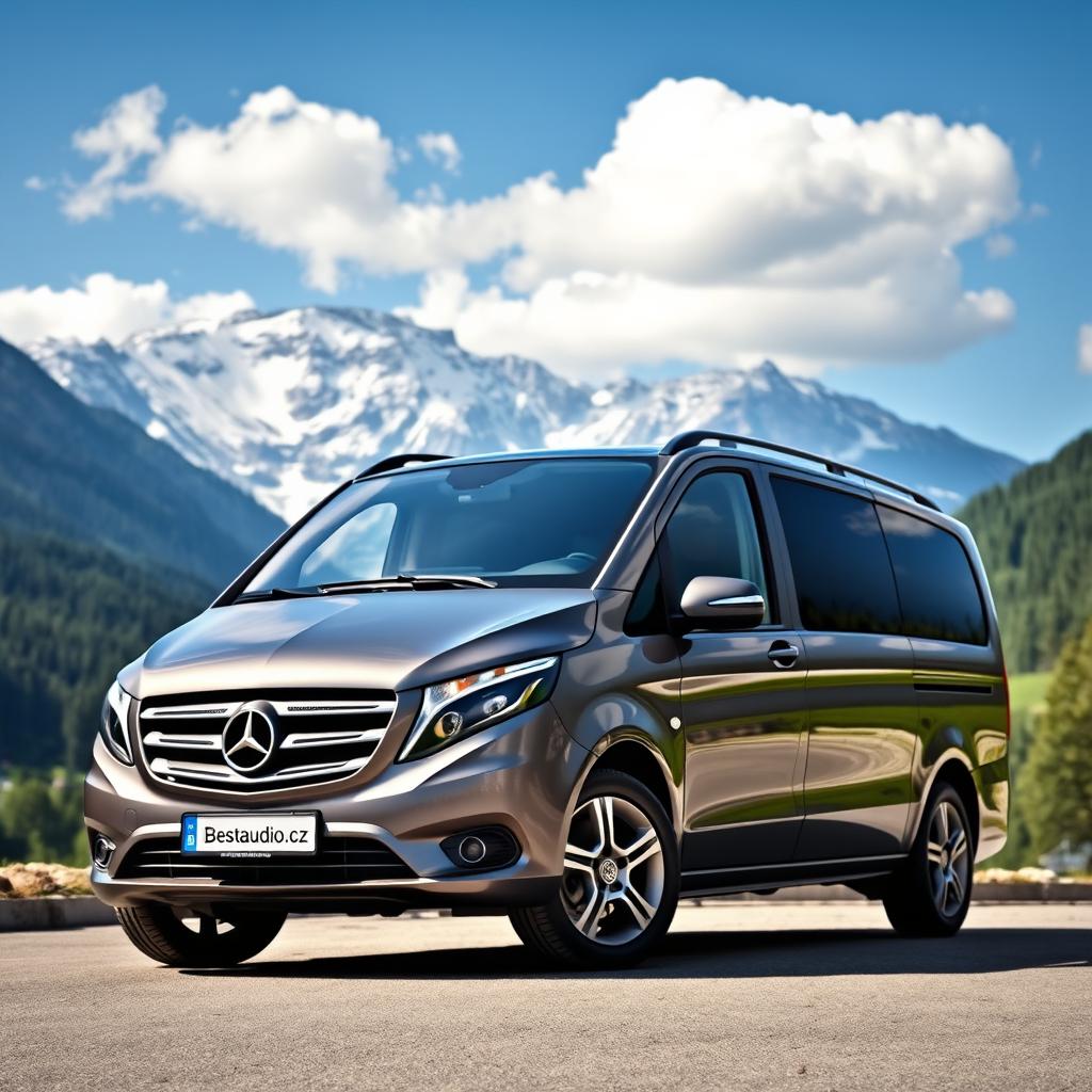 Majestic Mercedes V-Class Minivan in Serene Mountains