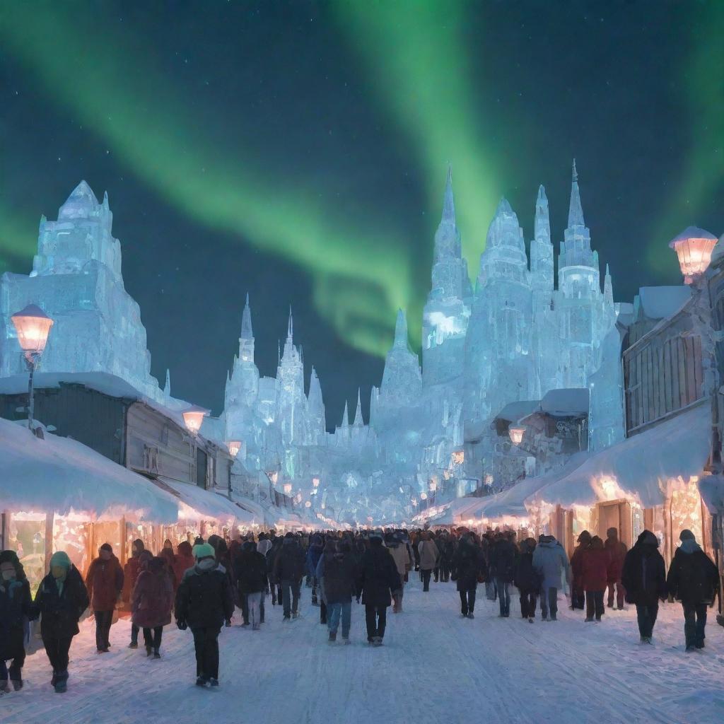 Luminous Aurora: An Icepunk Citys Winter Wonderland