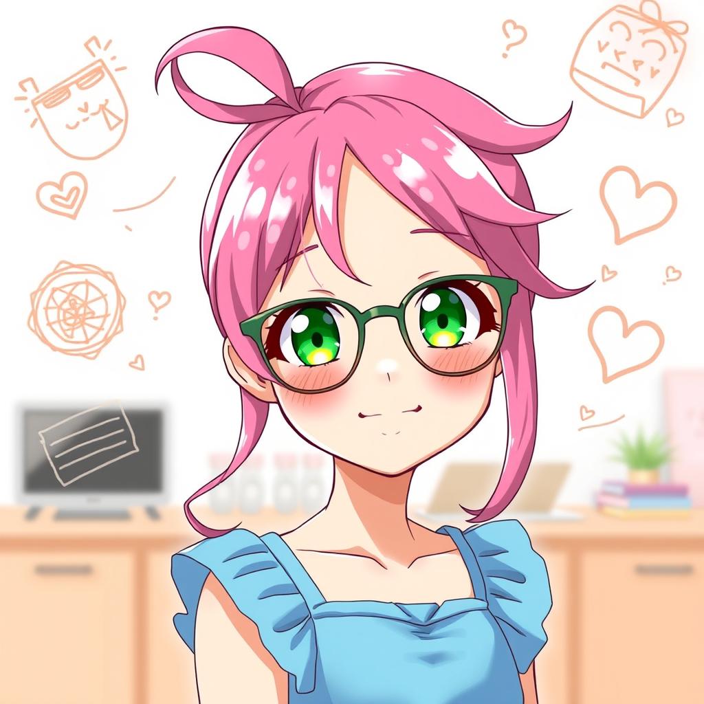 Kawaii Anime Girl with Vibrant Pink Hair