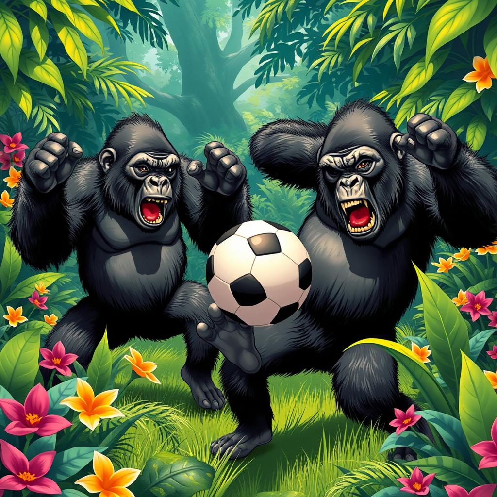 Epic Jungle Soccer Showdown: Angry Gorillas Unleashed!