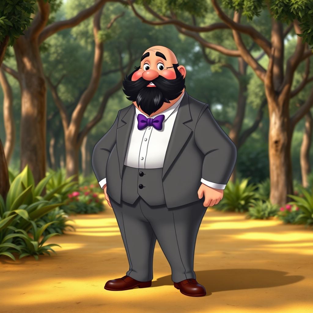 Whimsical Disney Character: Chubby Bald Man with a Beard