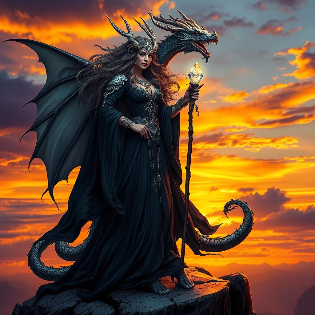 Empowered Dragon Witch on a Rocky Cliff