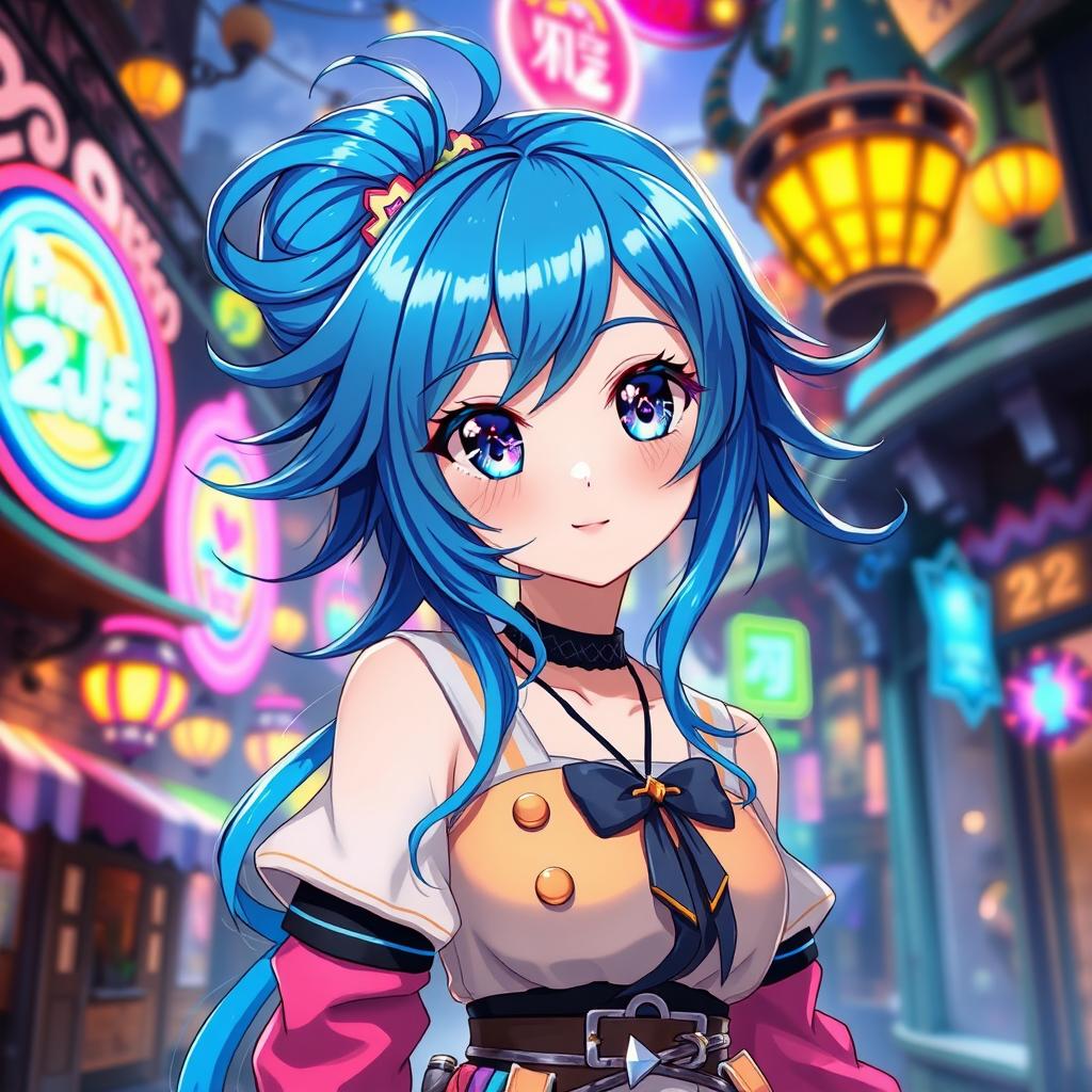 Meet the Magic: Stunning Anime Beauty in a Neon Wonderland